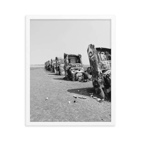 Cadillac Ranch Print Digital Download | Texas Wall Art | Western Black and White Photography