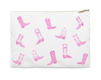 Pink Cowboy Boots Accessory Pouch | Western Clutch | Cowgirl Pencil Bag