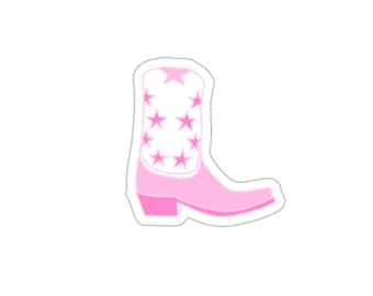 Pink Stars Cowboy Boot Sticker | Cowgirl Sticker
