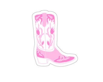 Pink Flower Cowboy Boot Sticker | Cowgirl Sticker