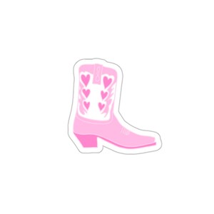Pink Hearts Cowboy Boot Sticker | Cowgirl Sticker