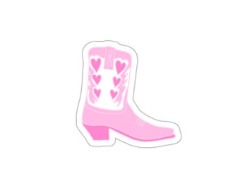 Pink Hearts Cowboy Boot Sticker | Cowgirl Sticker