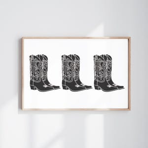 Black Cowboy Boots Print | Western Wall Art | Cowboy Cowgirl Poster