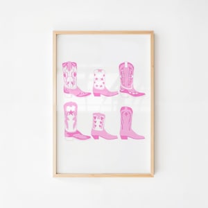 Pink Cowboy Boots Print | Western Wall Art | Cowgirl Decor