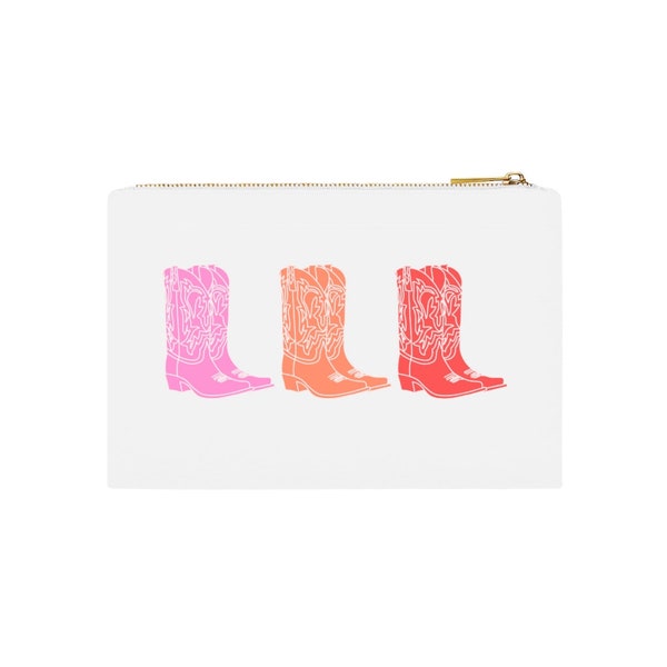 Pink Orange & Red Cowboy Boots Cosmetic Bag | Western Make Up Bag | Cowgirl Zipper Pouch