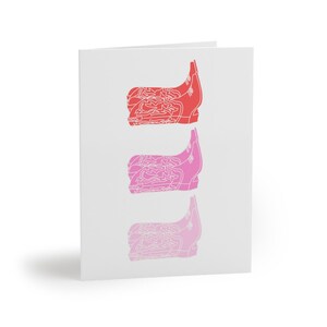 Pink und Rote Cowboy Boots Grußkarten (8, 16, und 24 Stück)