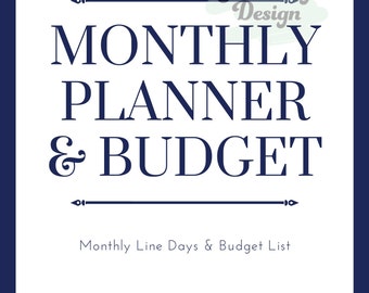 Simple Blue Monthly Planner & Monthly Budget | Yearly Planner | Organized Month | Simple Planner