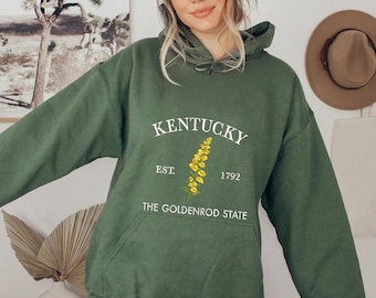Kentucky Goldenrod Embroidered Sweatshirt, State Flower Crewneck, Vintage College Pullover, Cozy Unisex Top