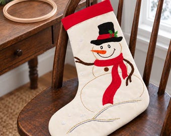 DIY Christmas Stocking Kit, Festive Hand Embroidery Project with Red, Cream and Green Designs for Holiday Mantel Decorations