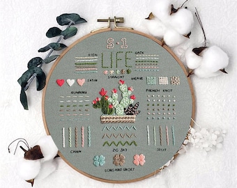 Embroidery Beginner Kit, Set Of 3 Hand Embroidery Stitch Samplers, Floral Embroidery, Beginner Friendly DIY Embroidery Kit