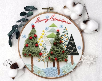 Embroidery Kit For Beginner, Christmas Craft Kit, Handmade Christmas Gift, Hand Floral Wreath Cross Stitch