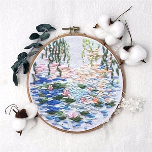 Traditional embroidery kit, DIY Craft Kit, Flower Embroidery Design, Unique Housewarming Art, Embroidery Art, Learn to Stitch