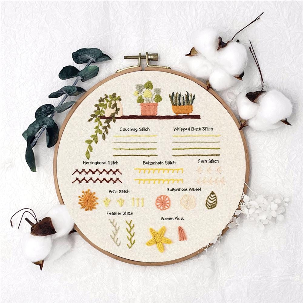 Embroidery Beginner Kit, Set Of 3 Hand Embroidery Stitch Sampler, Floral Embroidery, Gift For Her, Hand Embroidery Kit