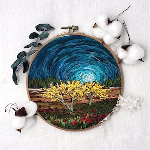 Hand Embroidery Kit, DIY Craft Kit, Needlework Kit For Beginners, Contemporary kit, DIY embroidery pattern, English Guide