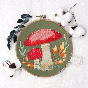 Mushroom Cross Stitch Pattern, Natural Plants Embroidery Kit, Modern Wall Art, Handmade Needlecraft Kit, Home Improvement