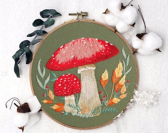 Mushroom Cross Stitch Pattern, Natural Plants Embroidery Kit, Modern Wall Art, Handmade Needlecraft Kit, Home Improvement