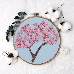 Modern Embroidery, Embroidery Stitch Sampler, Embroidery Art, Hand Embroidery Kit Tree Sewing Gift, Needle Work Pack