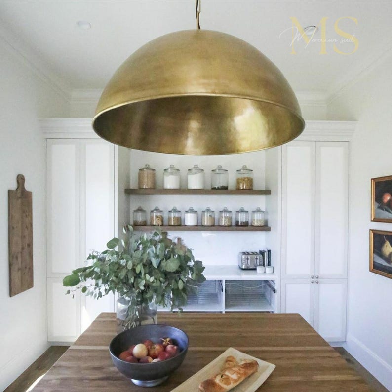 Brass Dome Pendant Light for Your Kitchen Island Antique Brass Dome ...