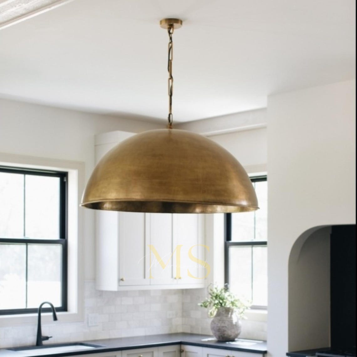 Brass Dome Pendant Light for Your Kitchen Island Antique Brass Dome ...