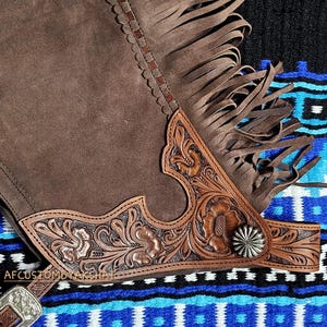 Custom Fringed Leather Chaps: Handmade Western Wear image 1