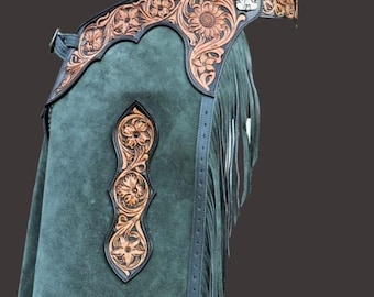 Custom Fringed Leather Chaps: Handmade Western Suede Chinks