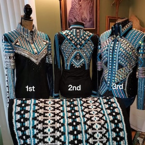 Western Custom Rodeo Queen, Showmanship, Horsemanship , Western Pleasure Show Shirt & Women Rail Jacket.