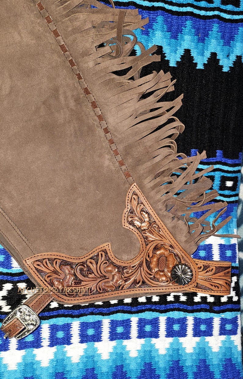 Custom Fringed Leather Chaps: Handmade Western Wear image 4