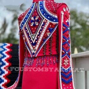 Western Custom Rodeo Queen, Showmanship, Horsemanship, Western Pleasure Show Shirt & Women Rail Jacket. Bild 3