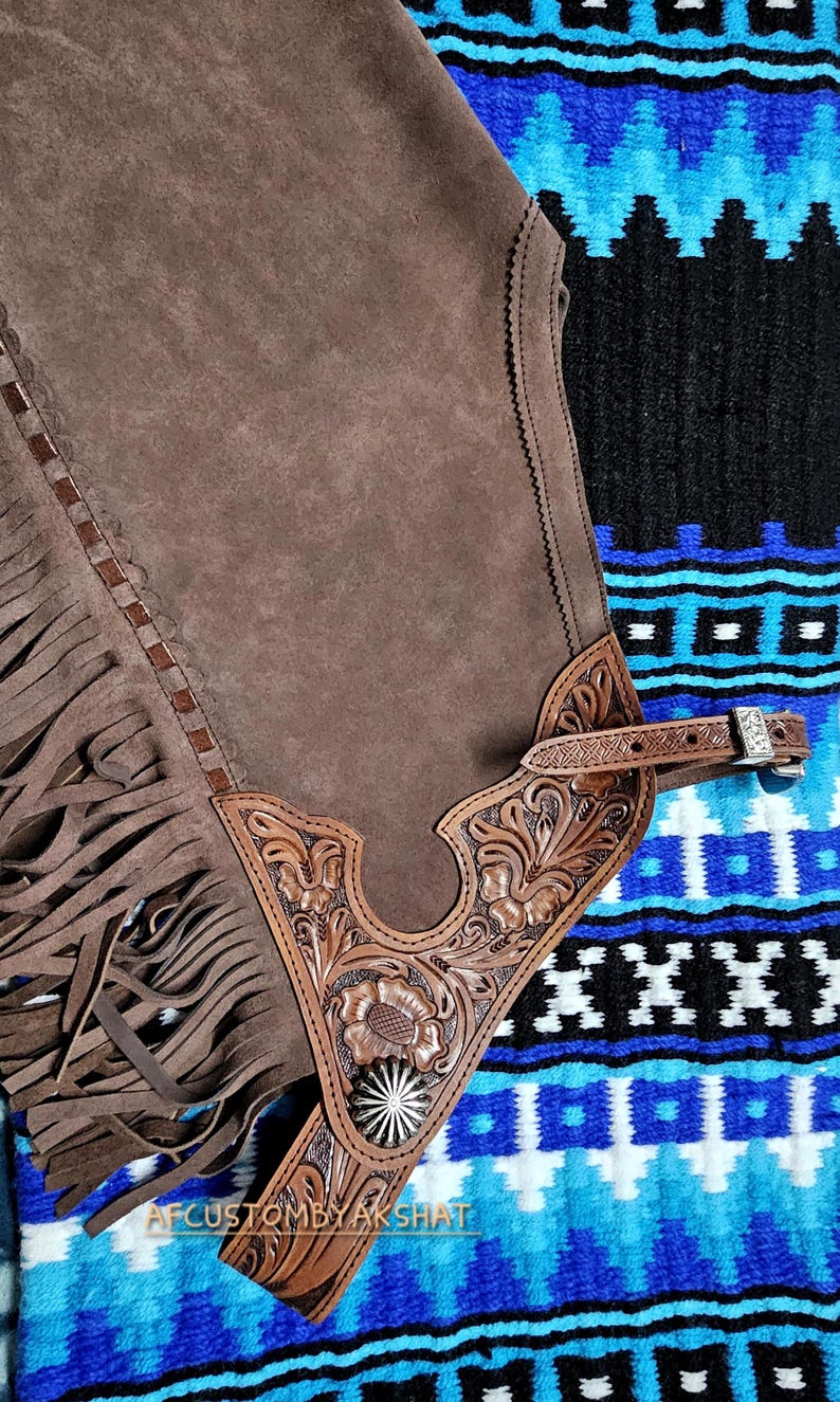 Custom Fringed Leather Chaps: Handmade Western Wear image 3