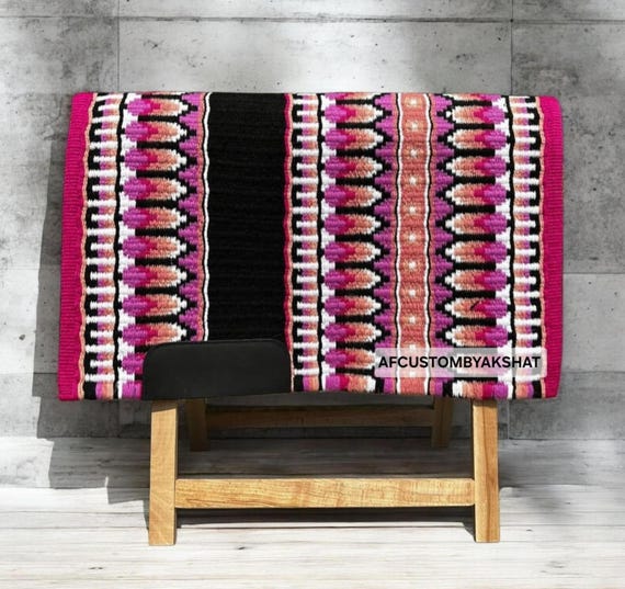 Western Show Pad • Southwestern Geometric Pattern Horse Blanket, New Zealand Wool