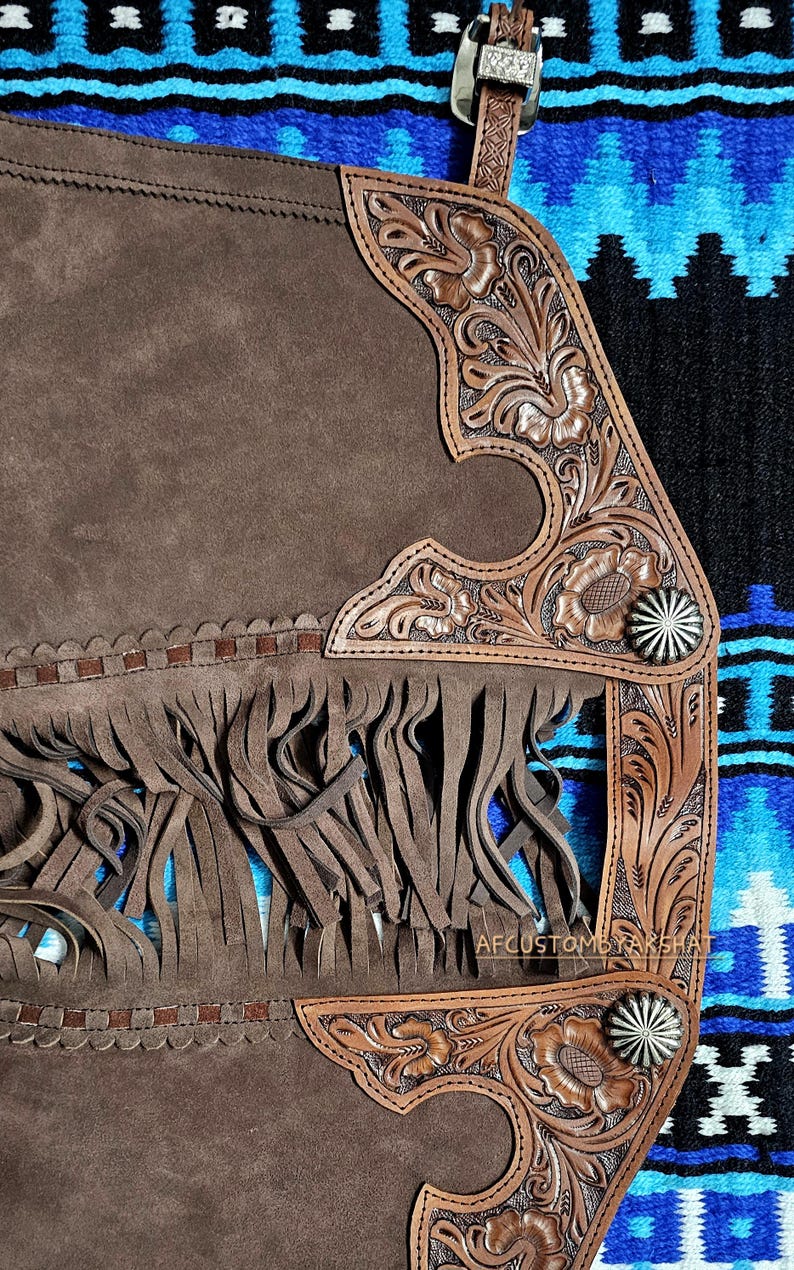 Custom Fringed Leather Chaps: Handmade Western Wear image 5