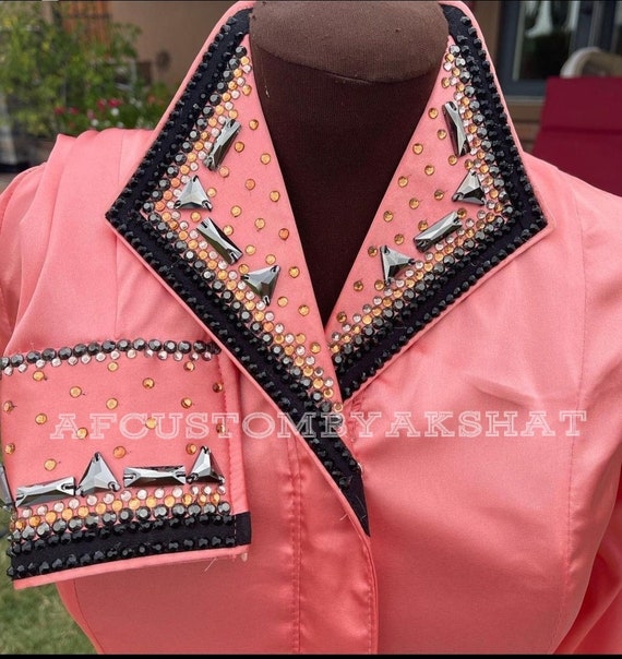 Western Custom Rodeo Queen, Showmanship, Horsemanship , Western Pleasure Show Shirt & Women Rail Jacket. (Shirt/Pad)