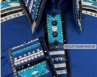 Camisa vaquera personalizada adornada a mano – Top Crystal Showmanship