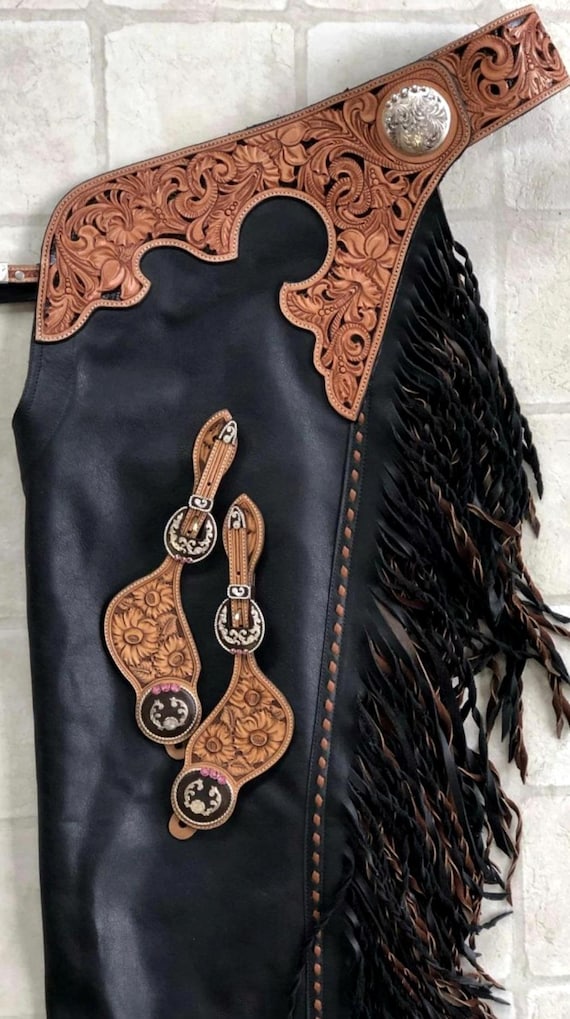 Custom Leather Western Chaps: Handmade Fringed Design