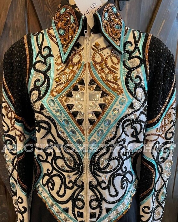 Western Custom Rodeo Queen, Showmanship, Horsemanship , Western Pleasure Show Shirt & Women Rail Jacket.