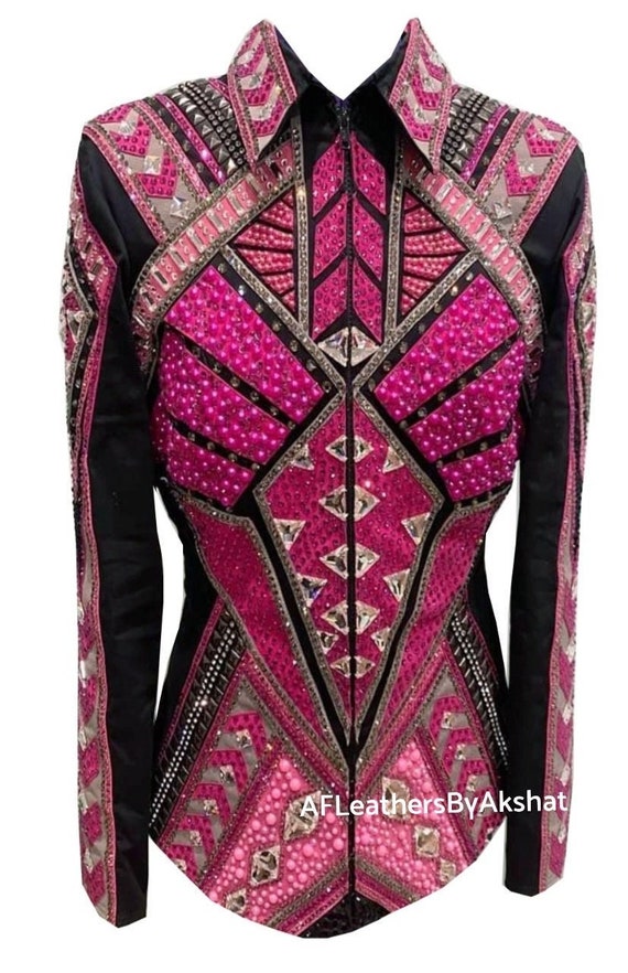 Western Custom Rodeo Queen, Showmanship, Horsemanship , Western Pleasure Show Shirt & Women Rail Jacket.