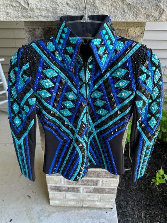 Custom Western Show Jacket: Silver & Black Rodeo Queen Rail Jacket