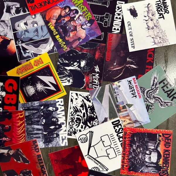 20 random punk album cover stickers