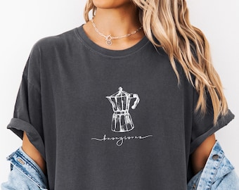 Buongiorno Coffee T-Shirt: Italian Moka Pot, Espresso Lover Tee