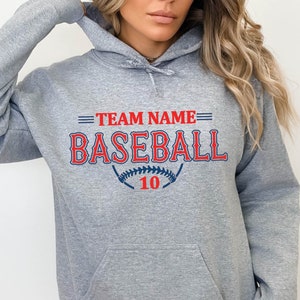 Custom Baseball Hoodie, Personalized Baseball Sweat, Baseball Team Name Hoodie, Baseball Hoodie, Game Day Sweat, Baseball Mom Hoodie