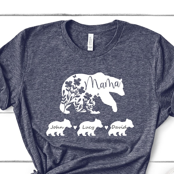 Custom Mama Bear Childs Shirt, Mom Shirt with Kids Name, Personalized Mama Outfit, Funny Mom Shirt, Mother's Day Shirt, Gift For Mothers,