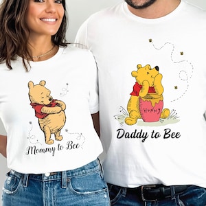 Dad Mom Pregnancy Shirt, Winnie The Pooh Mommy to Be Shirt, Daddy to Be Tee, Disney Mama Shirt, Mom To Be Dad To Be Sweater