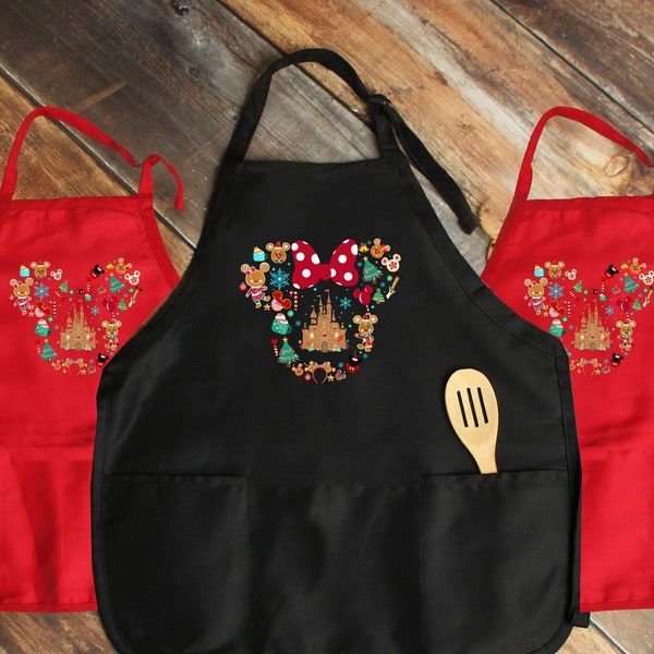 Disney Apron, Minnie Mouse, Gingerbread Apron, Cookie Apron, Christmas Apron, Baking Crew, Gift For Mama, Adjustable Apron, Mickey Apron