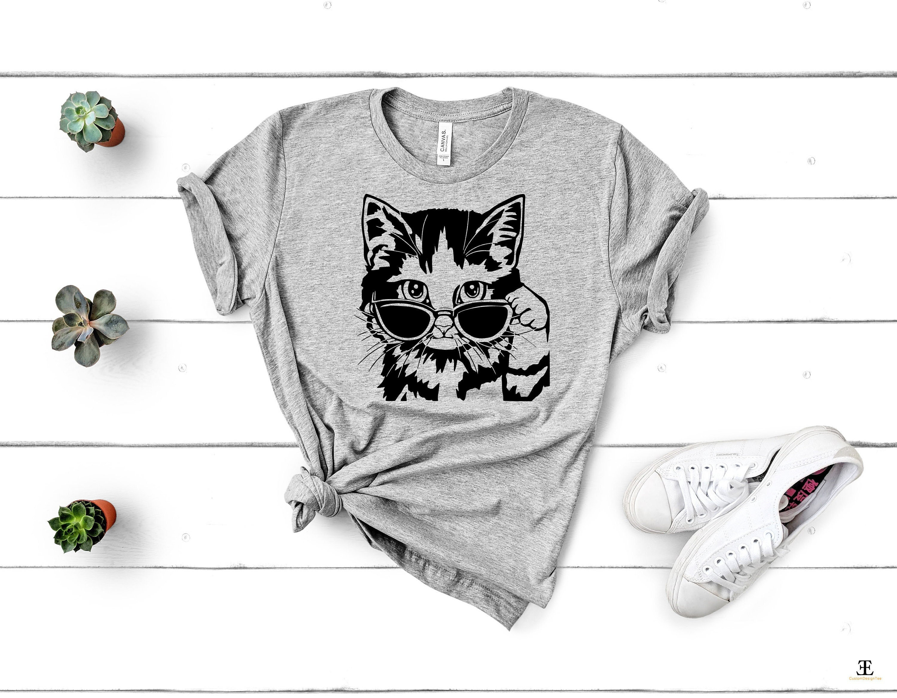 Cat Glasses T Shirt Etsy