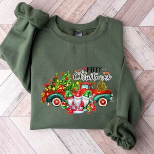 Merry Christmas Sweatshirt, Christmas Gnomes Sweatshirt, Christmas Car Sweatshirt, Funny Christmas Shirt, Christmas Holiday Sweatshirt