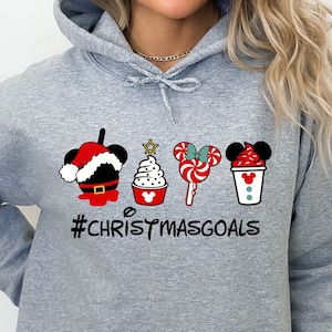 Christmas Goals Sweat, Minnie Christmas Candy Sweat, Christmas Hat Hoodie, Disneyland Trip, Christmas Disney Hoodie, Disney Girl Trip Sweat
