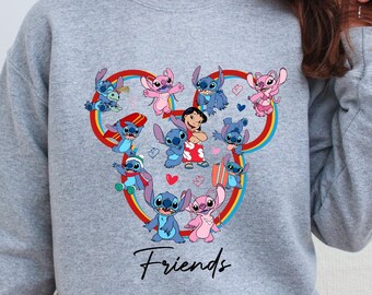 Stitch Angel and Lilo Friends Sweatshirt, Stitch Hoodie, Friends Hoodie, Disney Stitch Hoodie, Disney Kids Sweat, Lilo Sweater, Disneyland