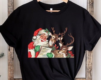 Christmas Santa Shirt, Retro Santa Shirt, Christmas Gift, Retro Christmas Shirt, Vintage Santa Tee, Gift For Her, Gift For Women, Santa Tee