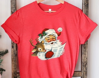 Christmas Santa Shirt, Retro Santa Shirt, Christmas Gift, Retro Christmas Shirt, Vintage Santa Tee, Gift For Her, Gift For Women, Santa Tee