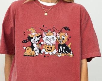 Halloween Cat Shirt, Comfort Color Pumpkin Cat Shirt, Halloween Kids Shirt, Happy Halloween Shirt, Retro Spooky Season, Black Cat Shirt